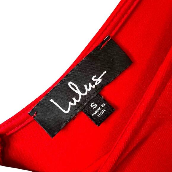 LULUS Home Before Daylight Red Square Neck Sleeveless Skater Dress Size Small - Picture 9 of 10